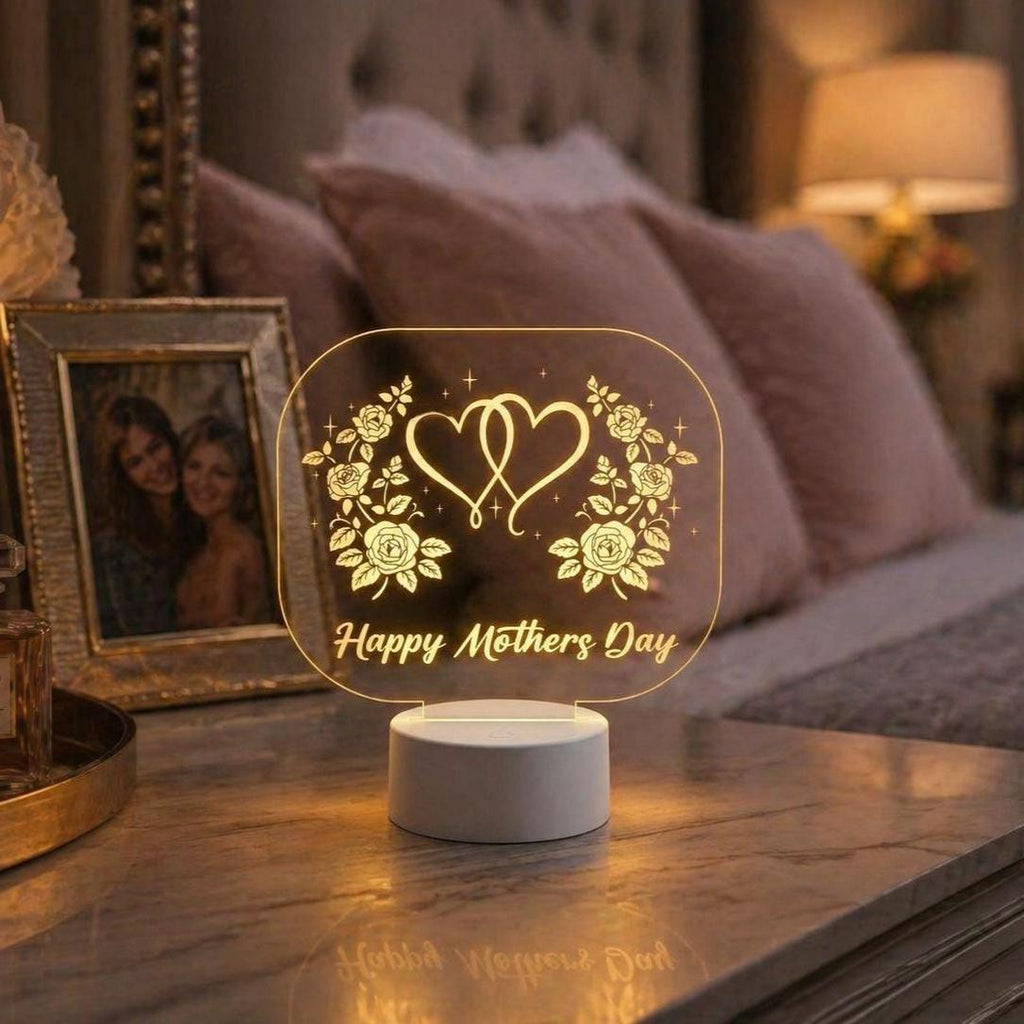 Floral Heart Acrylic Night Light for Mom | Happy Mother's Day Gift
