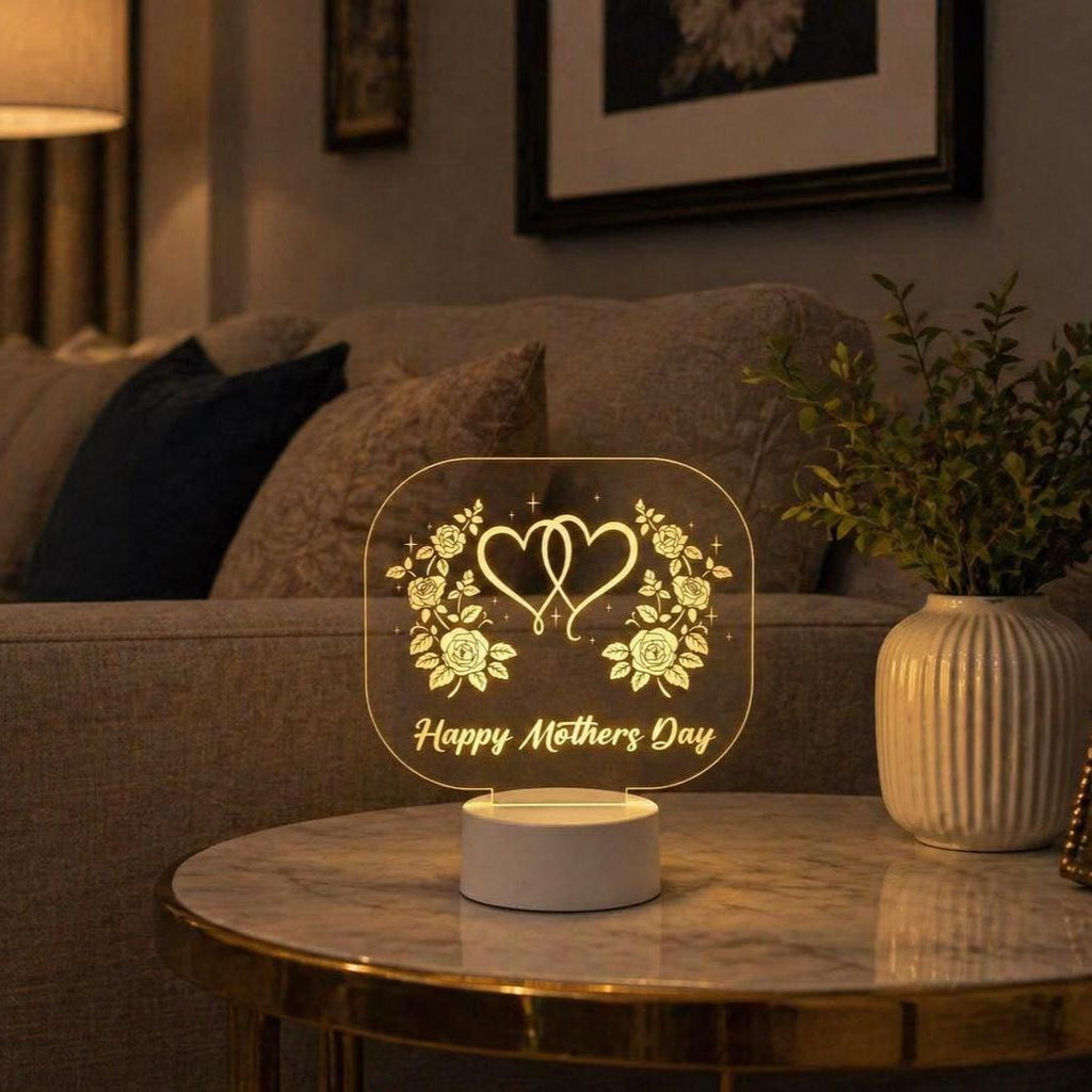 Floral Heart Acrylic Night Light for Mom | Happy Mother's Day Gift