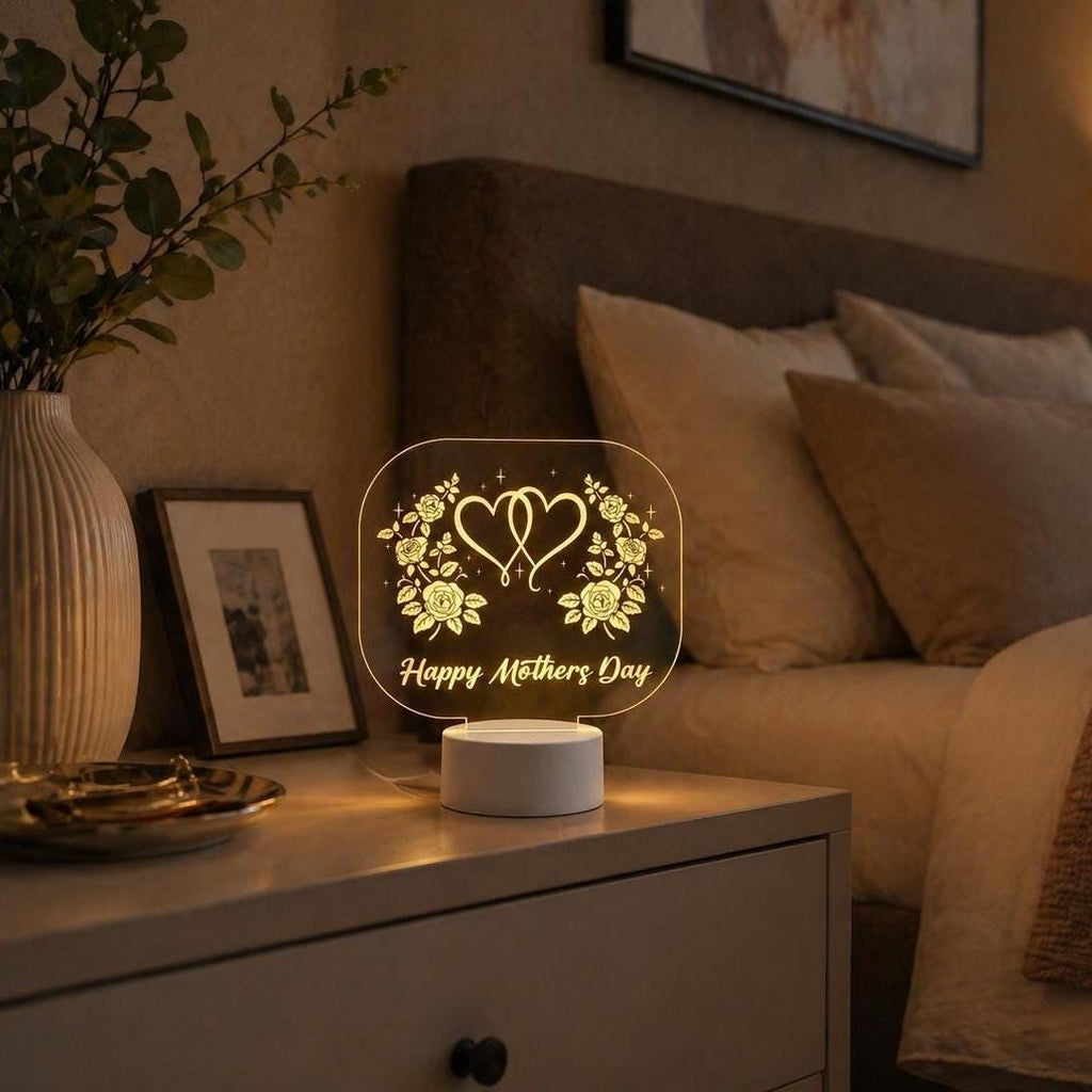 Floral Heart Acrylic Night Light for Mom | Happy Mother's Day Gift