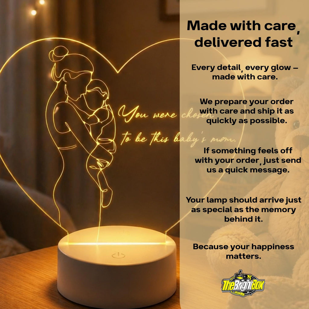 Mom and Baby Heart Acrylic Lamp | Motherhood Keepsake Night Light