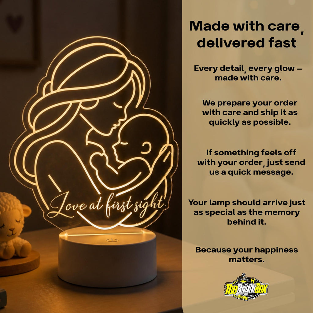 Custom Mom and Baby Acrylic Night Light | Personalized Nursery Lamp, Motherhood Gift