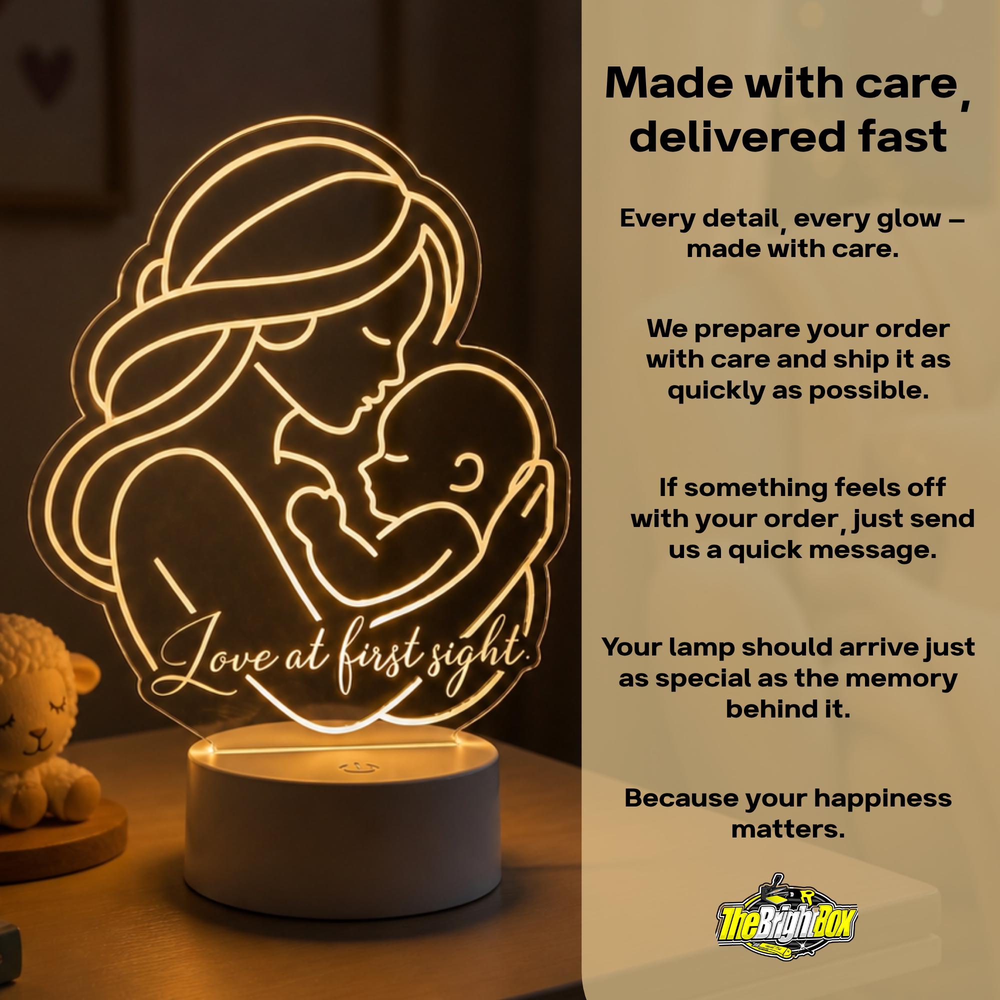 Custom Mom and Baby Acrylic Night Light | Personalized Nursery Lamp, Motherhood Gift