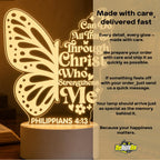 Custom Bible Verse LED Night Light: Butterfly LED Philippians 4 13