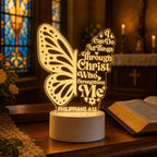 Custom Bible Verse LED Night Light: Butterfly LED Philippians 4 13