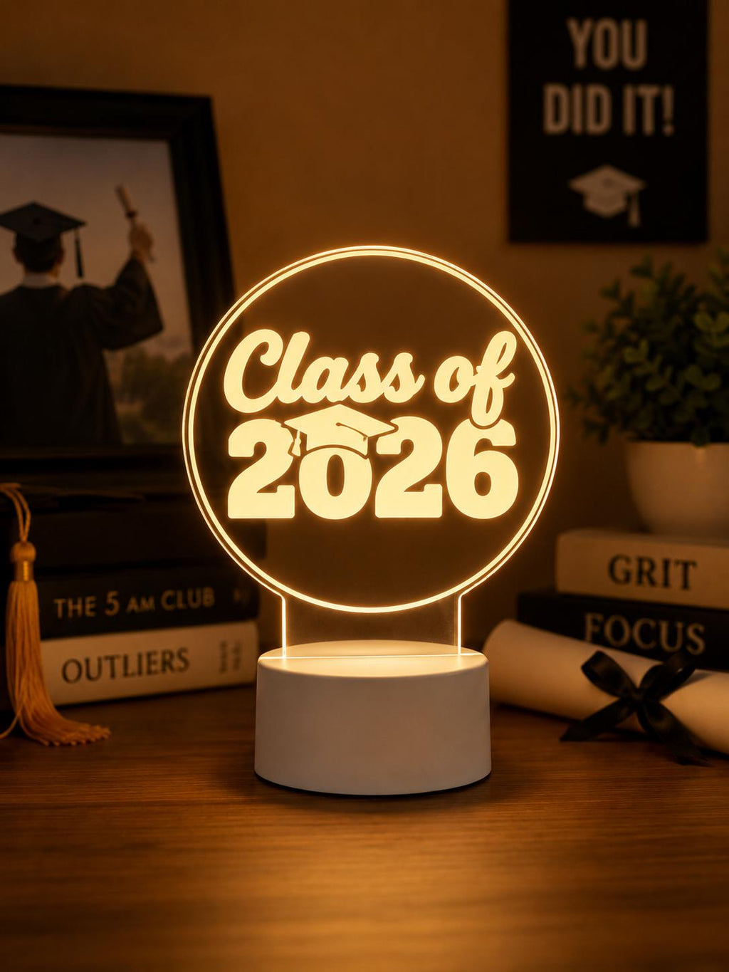 Class of 2026 Graduation Lamp: Personalized Acrylic Night Light Keepsake