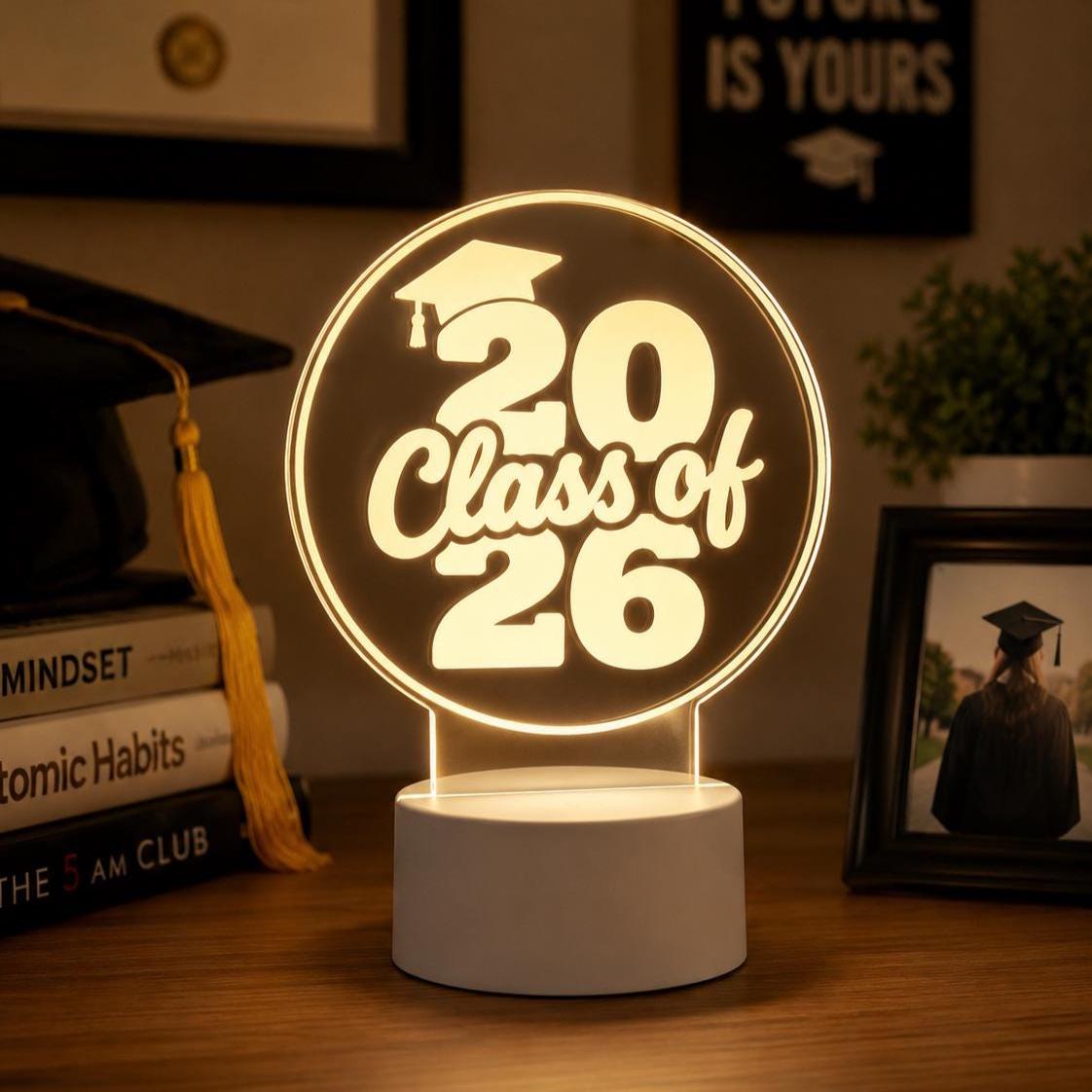 Class of 2026 Graduation Lamp: Personalized Acrylic Night Light Keepsake