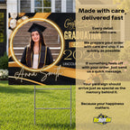 Personalized Graduation Yard Sign | Class of 2026 Black Gold Congrats Lawn Decor
