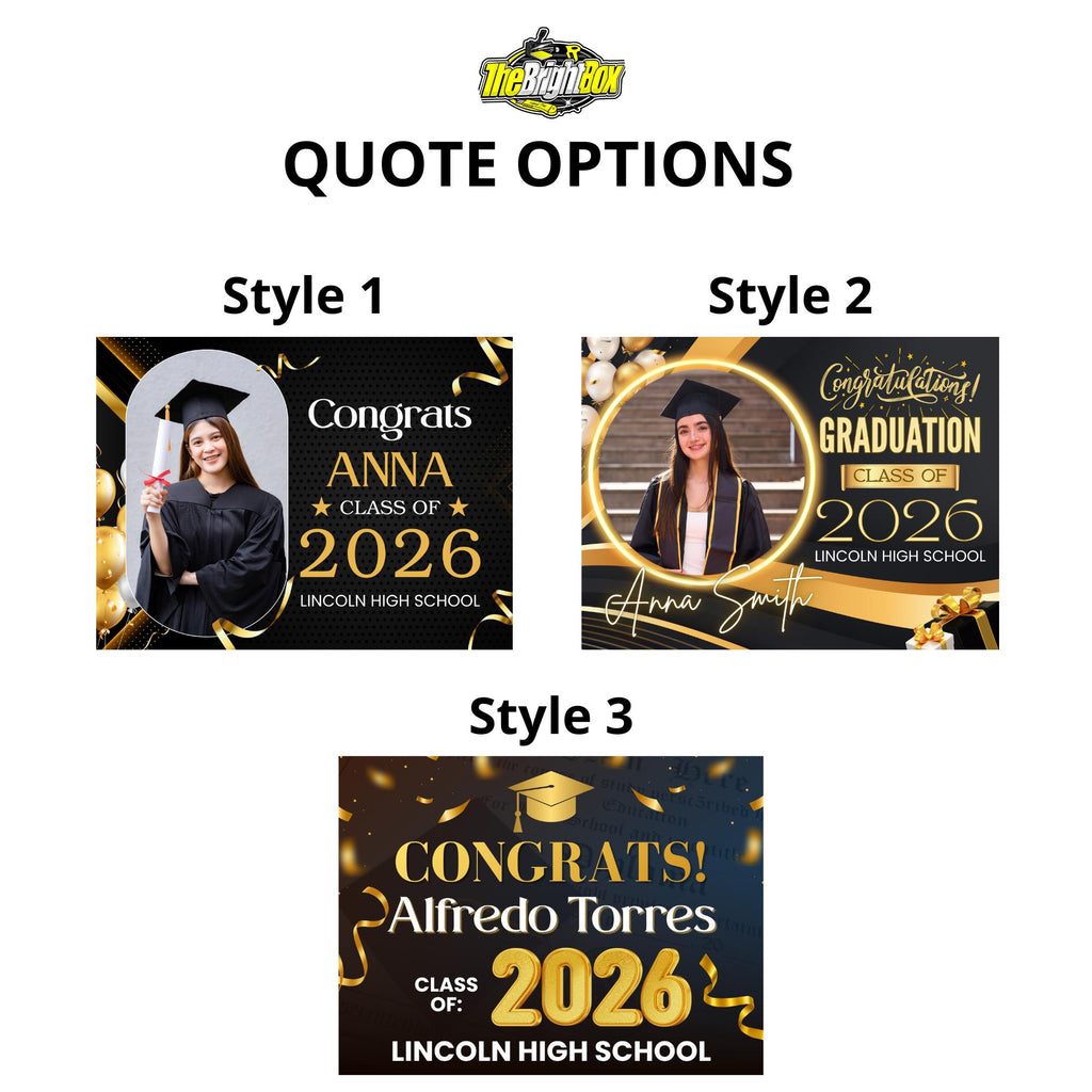 Personalized Graduation Yard Sign | Class of 2026 Black Gold Congrats Lawn Decor