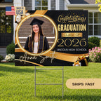 Personalized Graduation Yard Sign | Class of 2026 Black Gold Congrats Lawn Decor