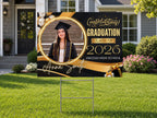 Personalized Graduation Yard Sign | Class of 2026 Black Gold Congrats Lawn Decor
