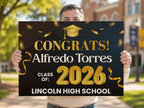 Personalized Graduation Yard Sign | Class of 2026 Black Gold Congrats Lawn Decor