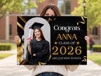 Personalized Graduation Yard Sign | Class of 2026 Black Gold Congrats Lawn Decor