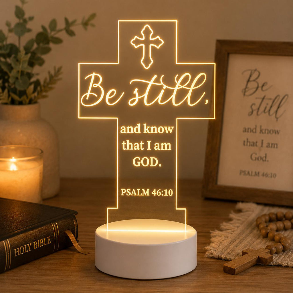 Custom Bible Verse LED Night Light: Christian Faith Cross
