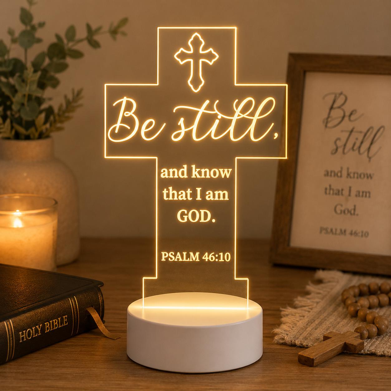 Custom Bible Verse LED Night Light: Christian Faith Cross