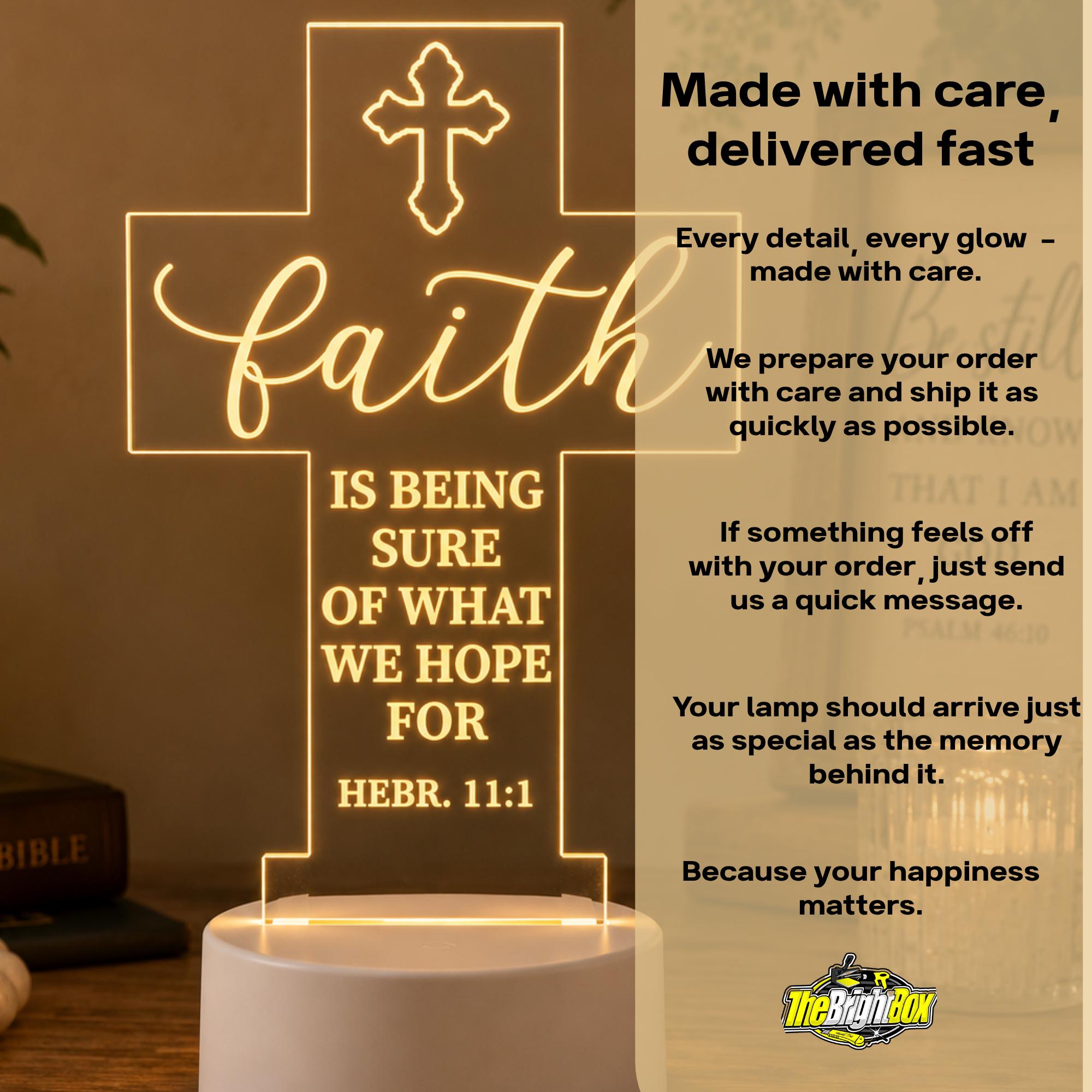 Custom Bible Verse LED Night Light: Christian Faith Cross