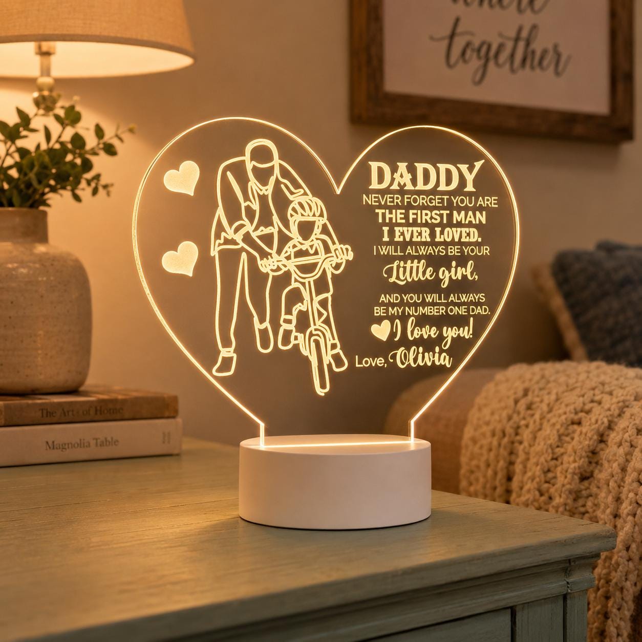 Personalized Daddy Night Light : Little Girl Little Boy