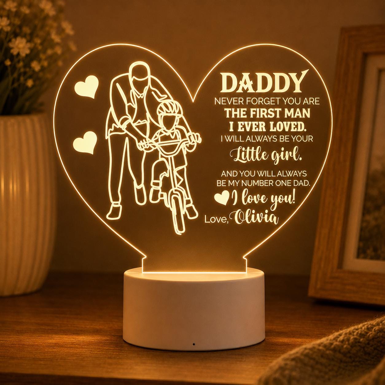 Personalized Daddy Night Light : Little Girl Little Boy