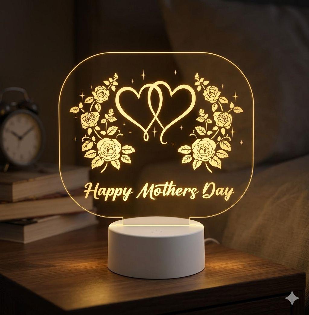 Floral Heart Acrylic Night Light for Mom | Happy Mother's Day Gift