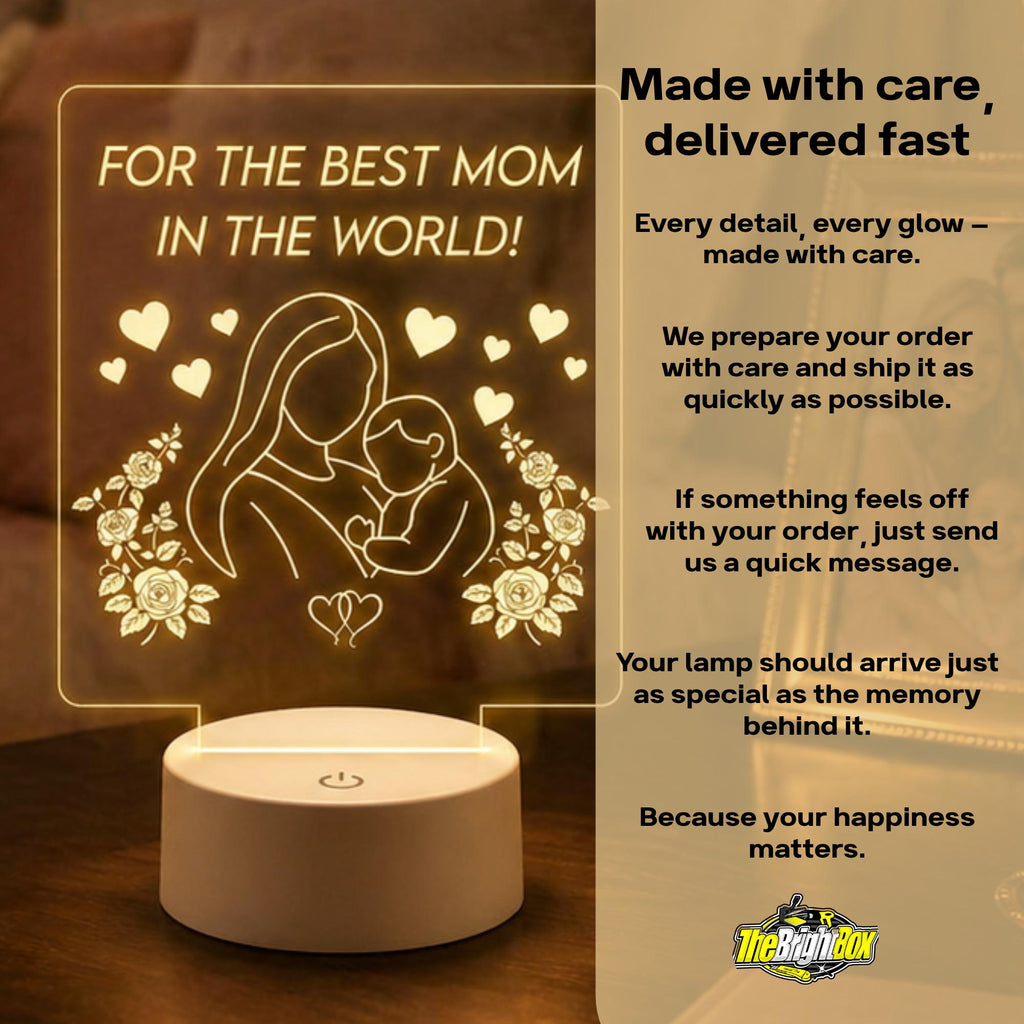Mother and Baby Acrylic Night Light | Mother's Day Keepsake, Floral Design