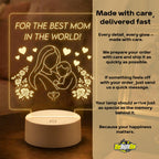 Mother and Baby Acrylic Night Light | Mother's Day Keepsake, Floral Design