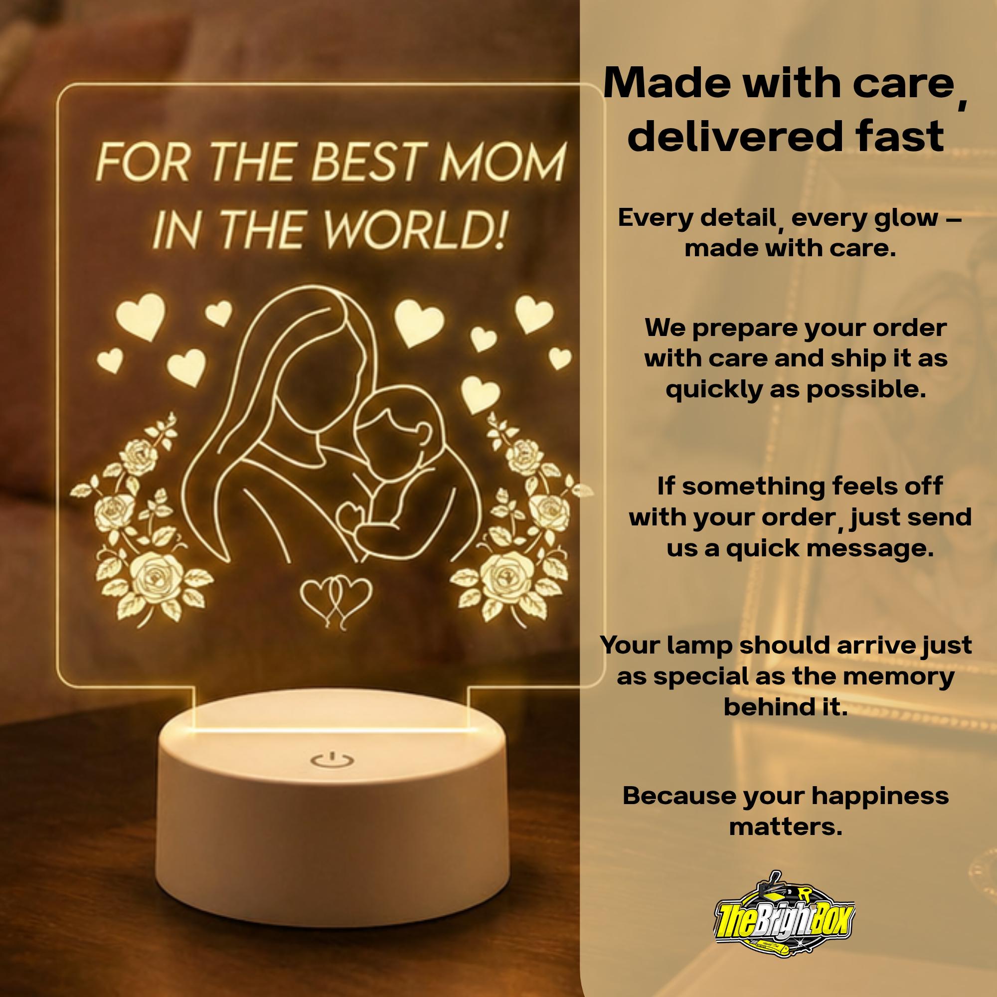 Mother and Baby Acrylic Night Light | Mother's Day Keepsake, Floral Design