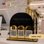 Custom Acrylic QR Code Sign | Gold Mirror Payment Display | Business Stand