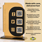 Custom Acrylic QR Code Sign | Gold Mirror Payment Display | Business Stand