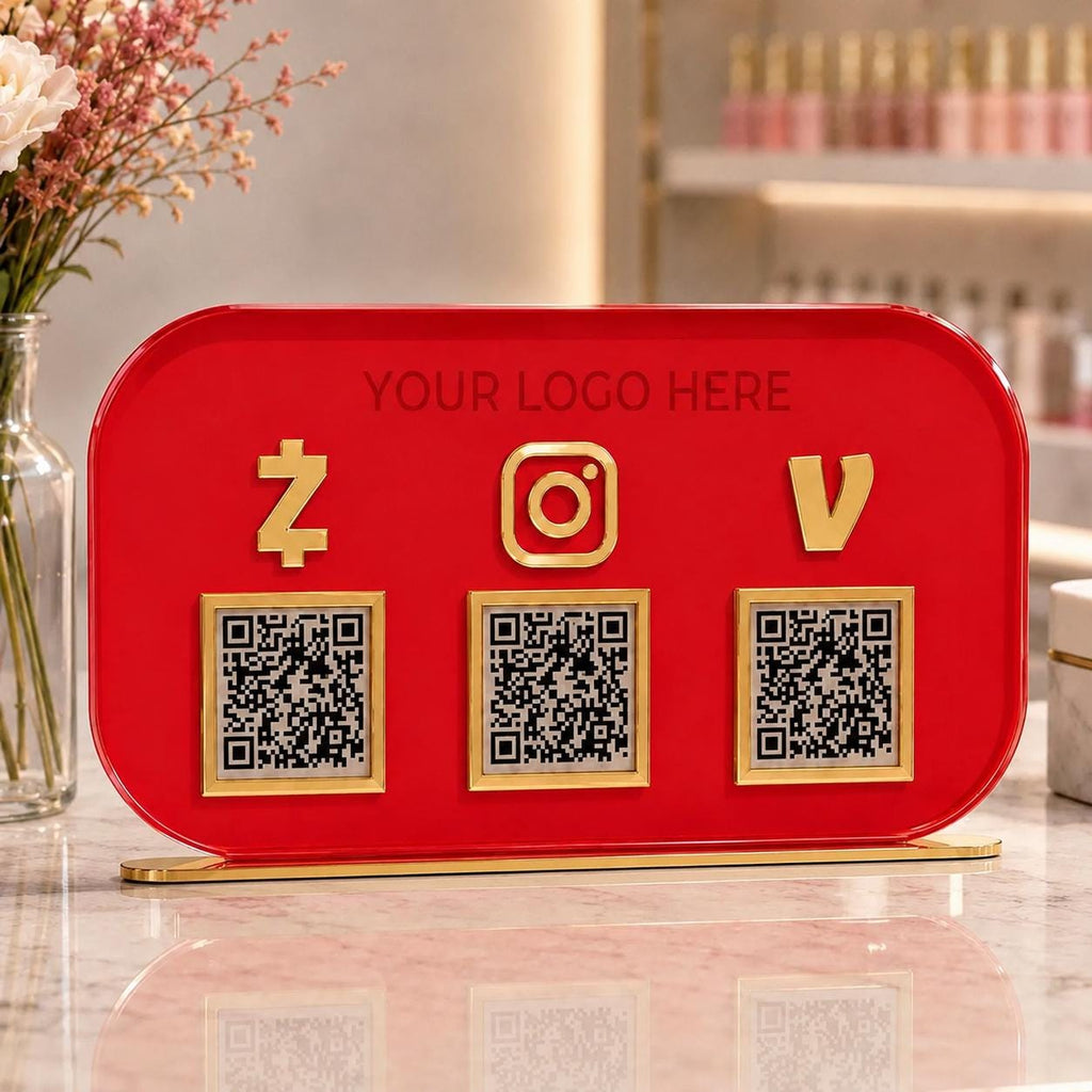Custom Acrylic QR Code Sign | Laser Engraved Business Payment Display Stand