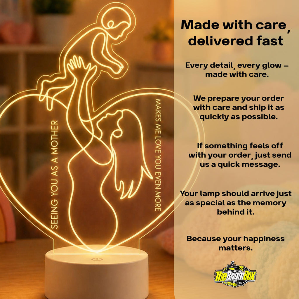 Mom Child Heart Acrylic Lamp | Motherhood Love Night Light