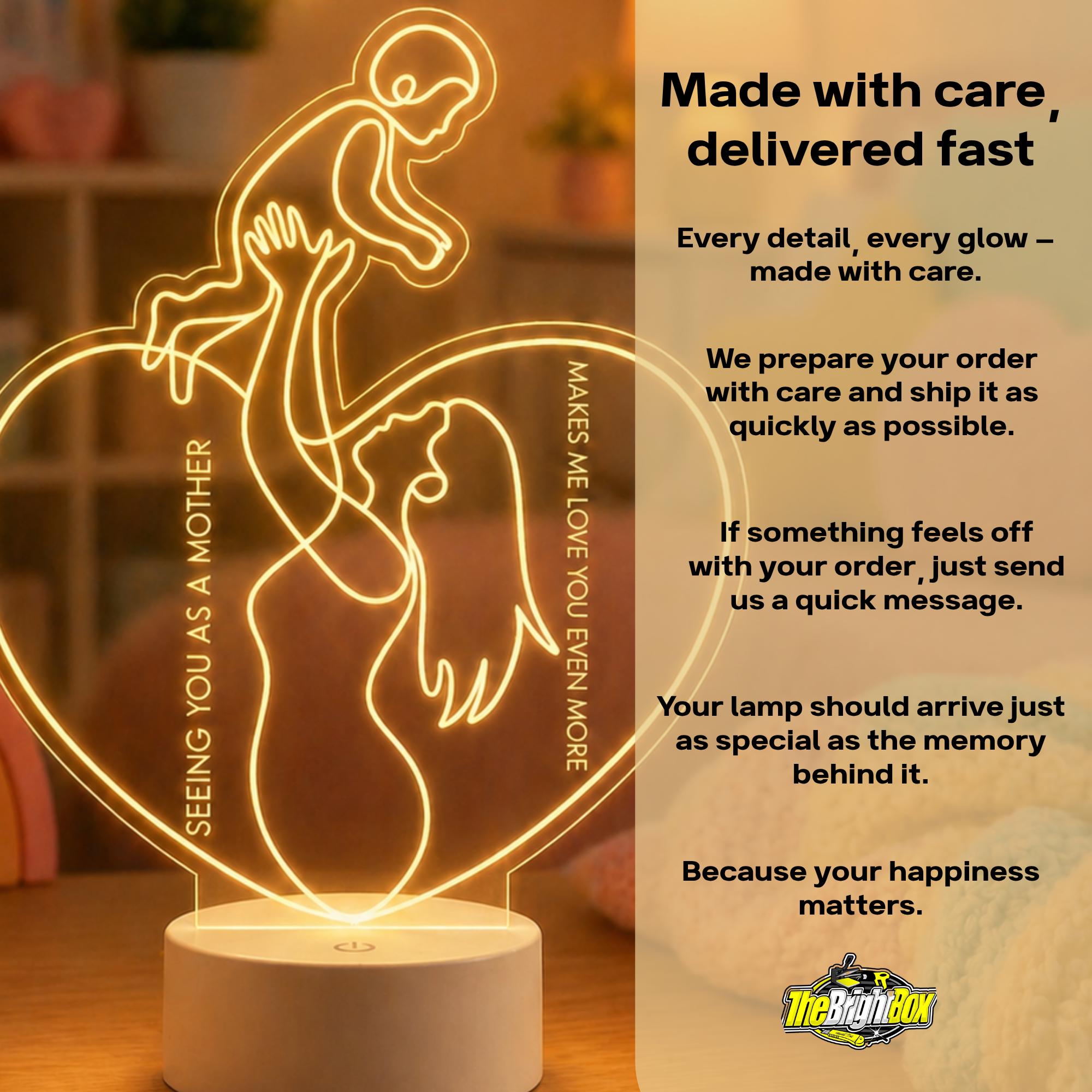 Mom Child Heart Acrylic Lamp | Motherhood Love Night Light
