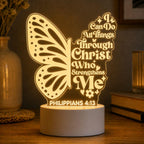 Custom Bible Verse LED Night Light: Butterfly LED Philippians 4 13