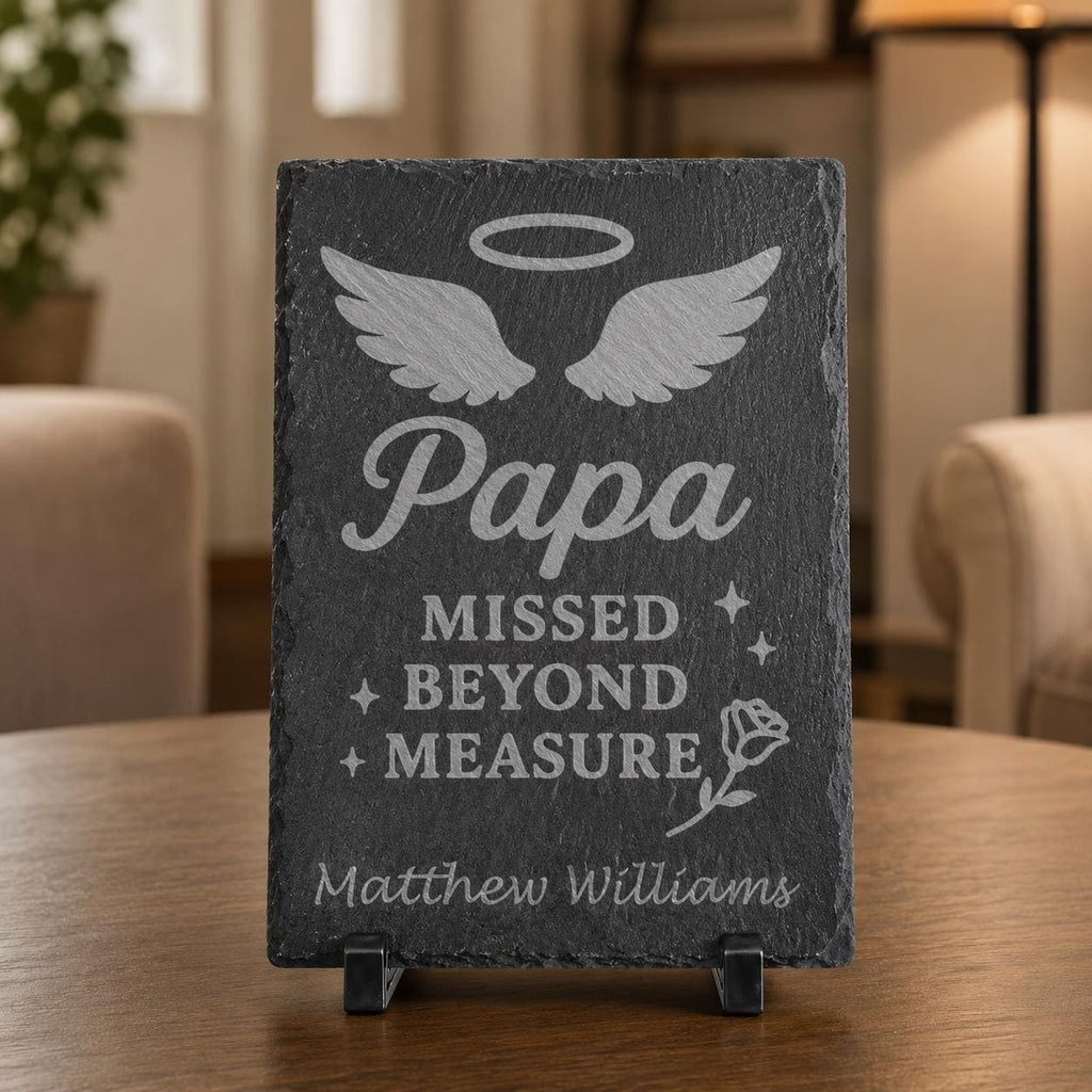 Personalized Memorial Slate Stone | Laser Engraved Remembrance Plaque | Custom Sympathy Gift | In Loving Memory Stone