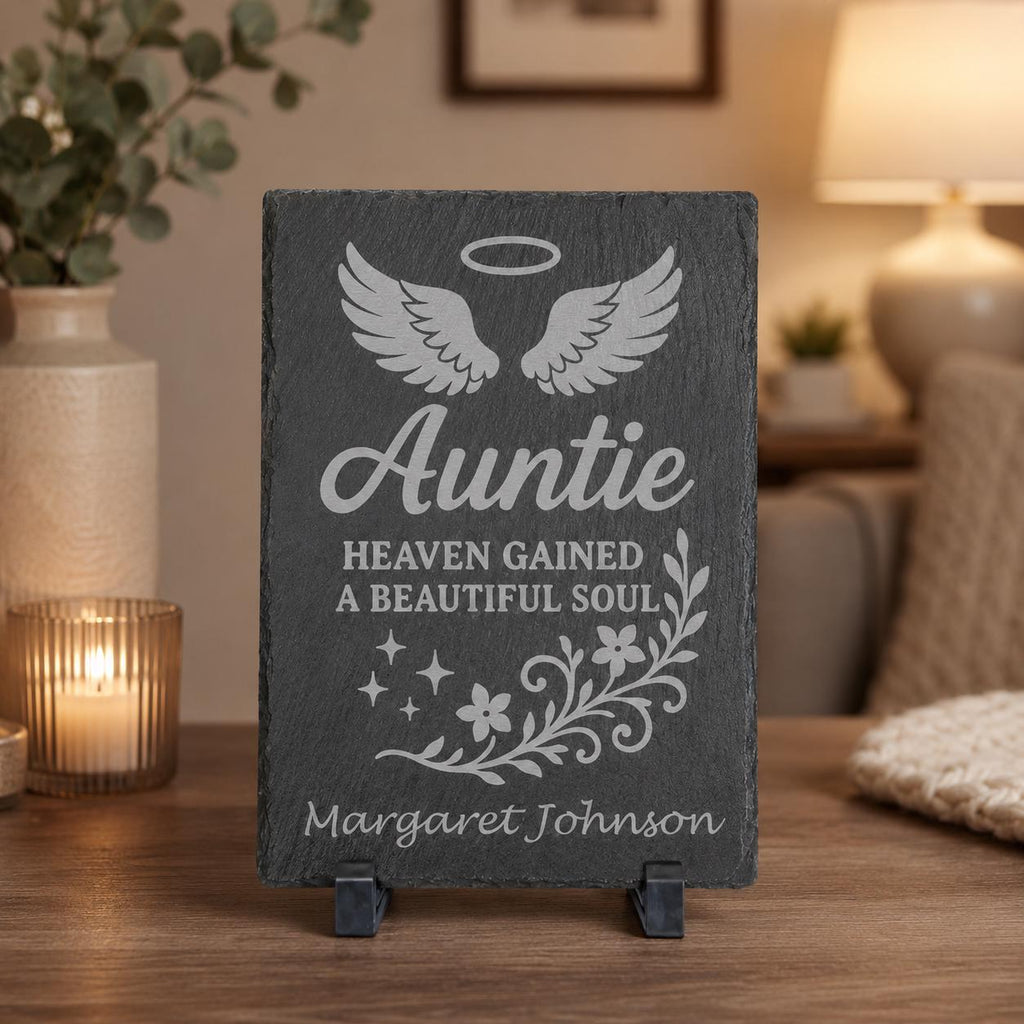 Personalized Memorial Slate Stone | Laser Engraved Remembrance Plaque | Custom Sympathy Gift | In Loving Memory Stone