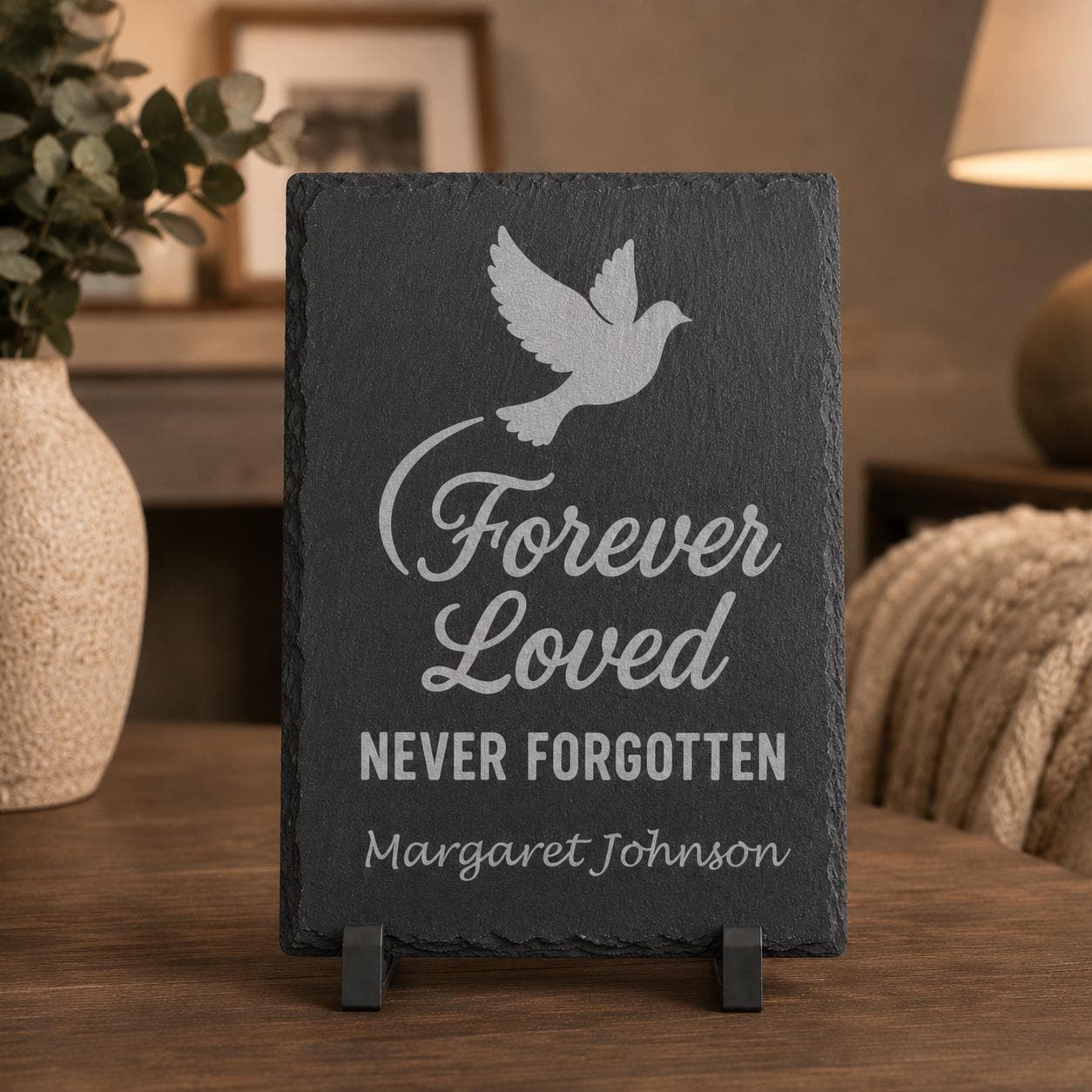 Personalized Memorial Slate Stone | Laser Engraved Remembrance Plaque | Custom Sympathy Gift | In Loving Memory Stone