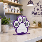 Custom Paw Print QR Code Sign | Pet Business Social Media Display | Acrylic Review Sign | Dog Groomer QR Code Stand | Pet Shop Counter Decor