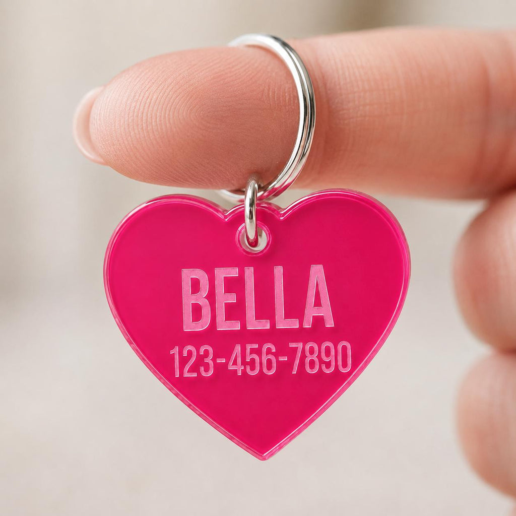 Personalized Acrylic Pet ID Tag | Custom Dog Tag | Dog Collar Name Tag | Cat ID Tag | Lightweight Pet Tag | Custom Pet Name Charm