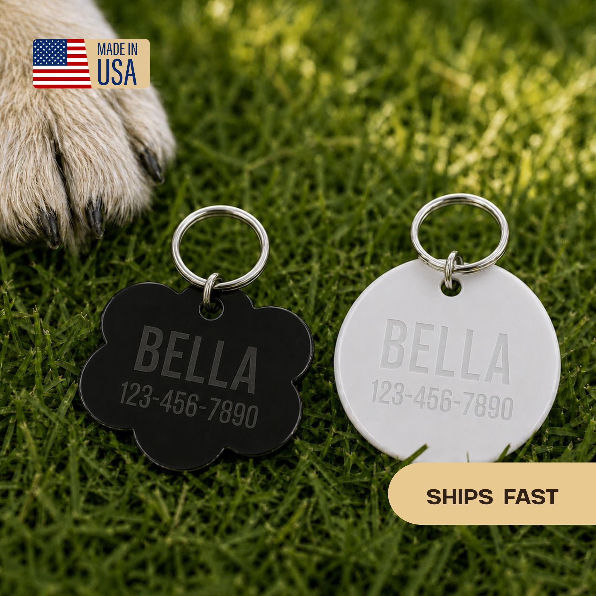 Personalized Acrylic Pet ID Tag | Custom Dog Tag | Dog Collar Name Tag | Cat ID Tag | Lightweight Pet Tag | Custom Pet Name Charm