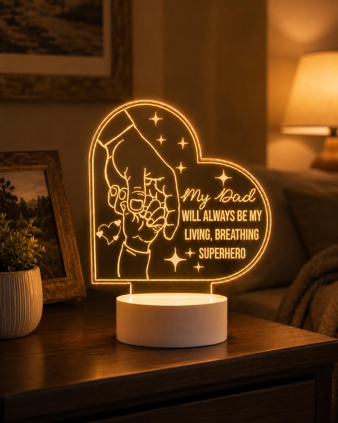 Personalized Father’s Day LED Light: My Dad Is My Superhero