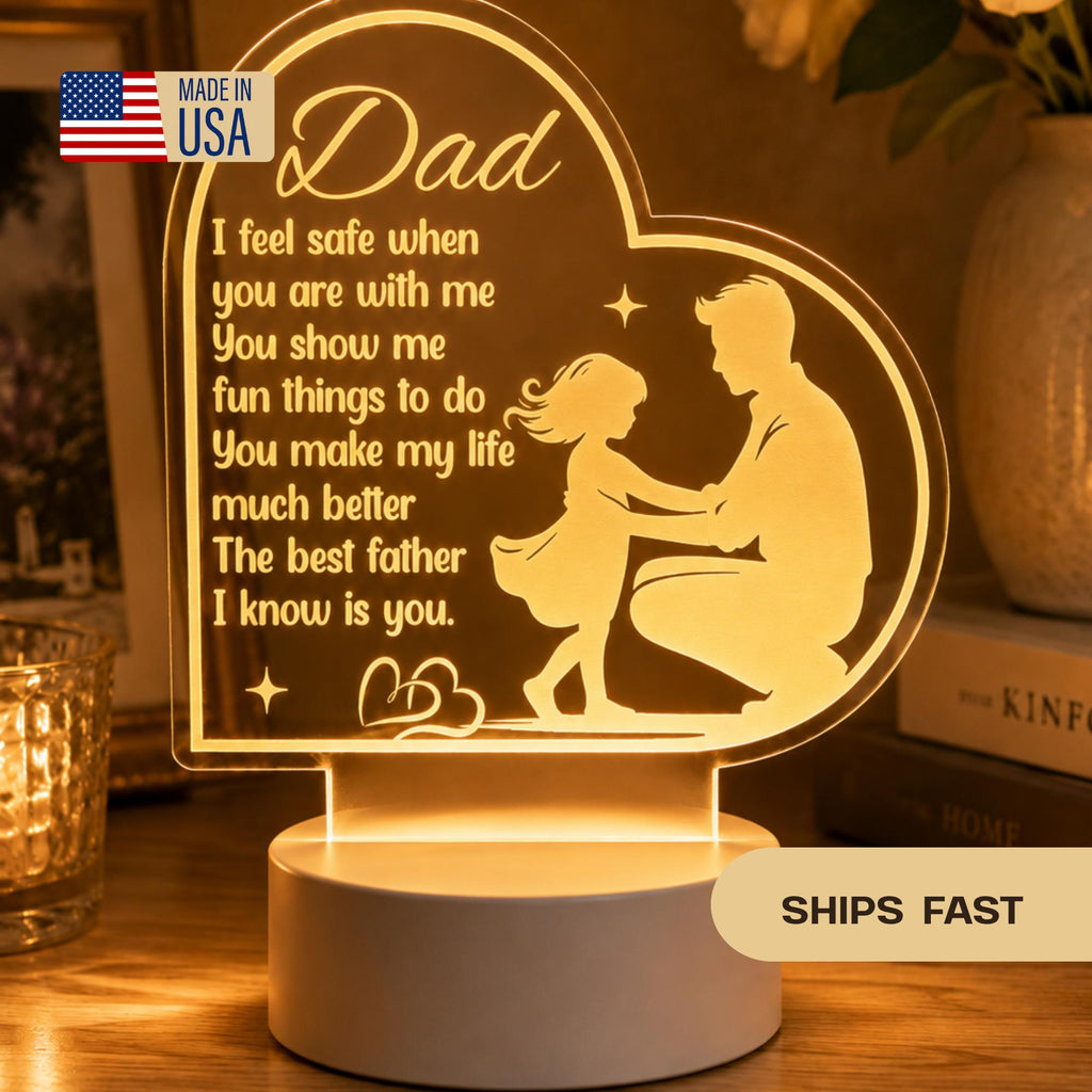 Custom Daddy Acrylic Night Light: A Father’s Love Lasts Forever