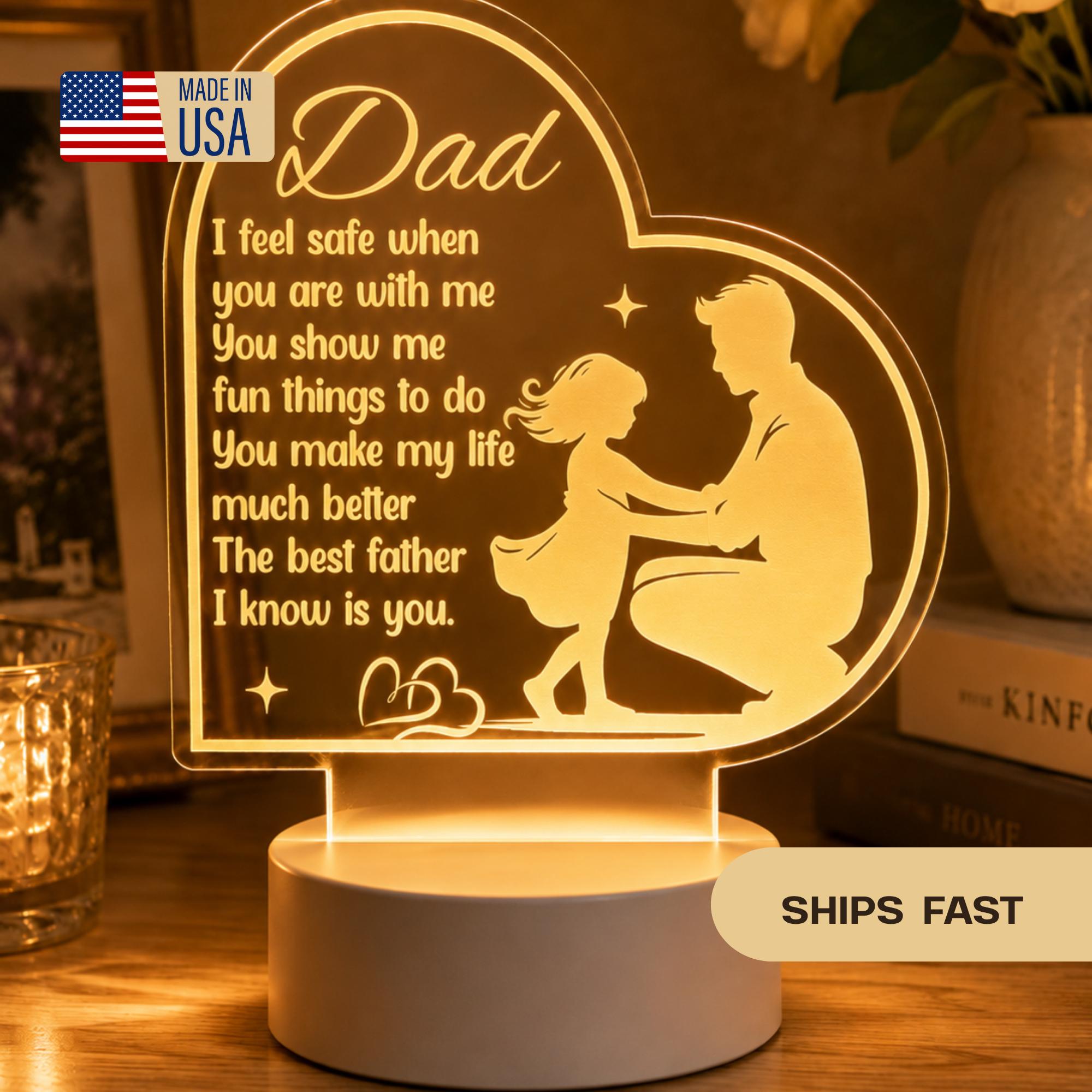 Custom Daddy Acrylic Night Light: A Father’s Love Lasts Forever