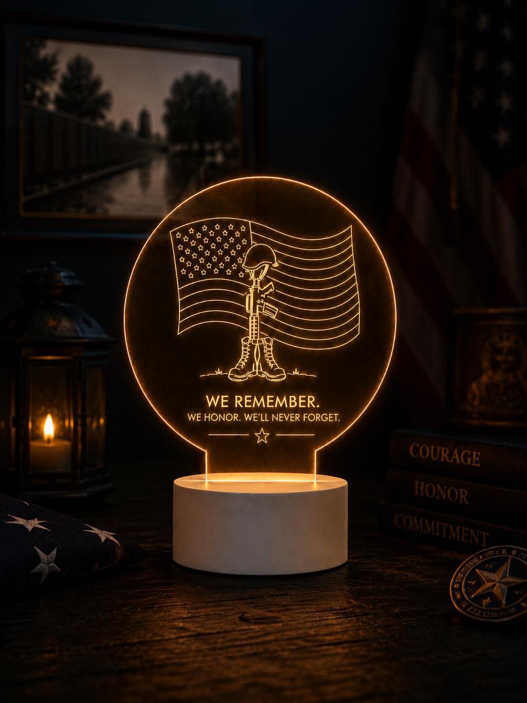 Military Memorial LED Light: We Honor, We’ll Never Forget