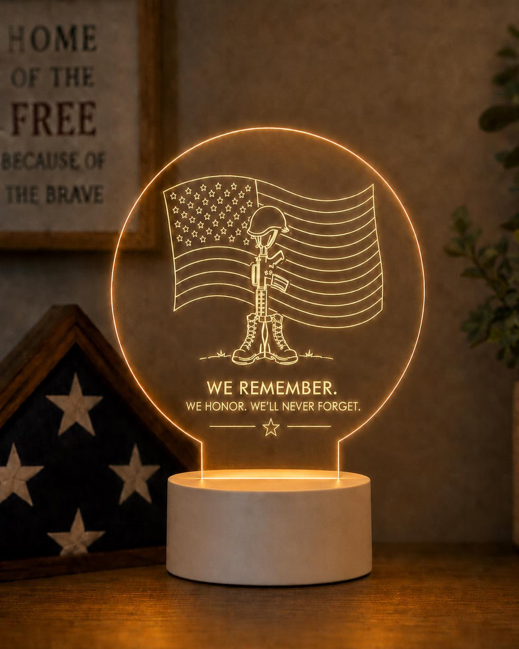 Military Memorial LED Light: We Honor, We’ll Never Forget