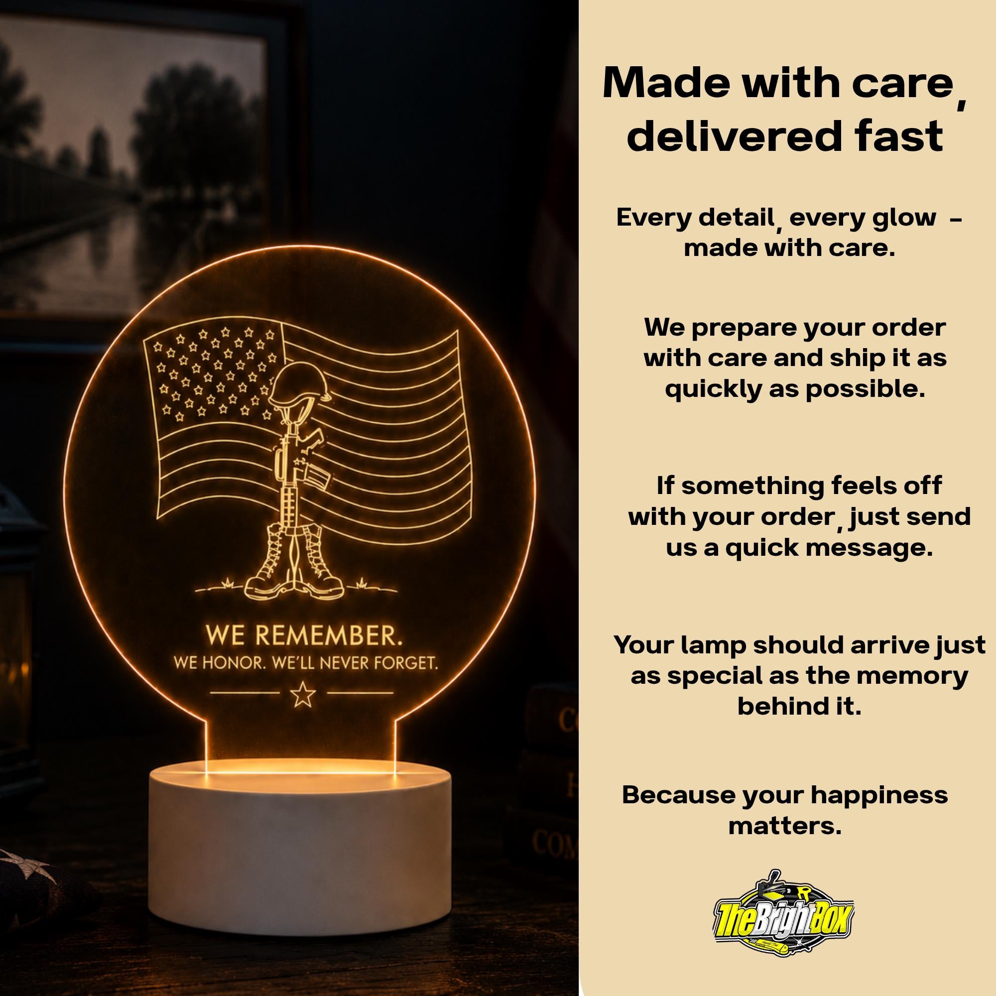 Military Memorial LED Light: We Honor, We’ll Never Forget