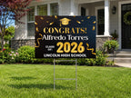 Personalized Graduation Yard Sign | Class of 2026 Black Gold Congrats Lawn Decor