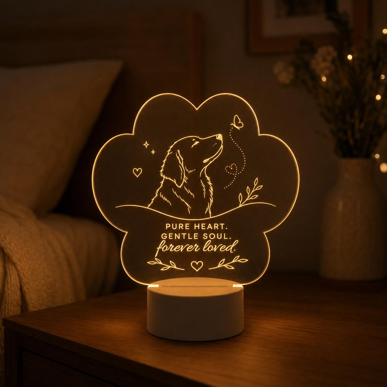 Personalized Pet Night Light: Dog Acrylic Lamp