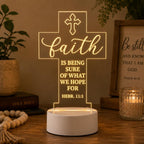 Custom Bible Verse LED Night Light: Christian Faith Cross