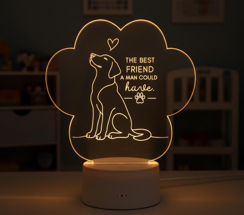 Personalized Labrador LED Night Light, Custom Acrylic Dog Lamp, Pet Lover Gift, Dog Memorial Gift, Cozy Bedroom Decor