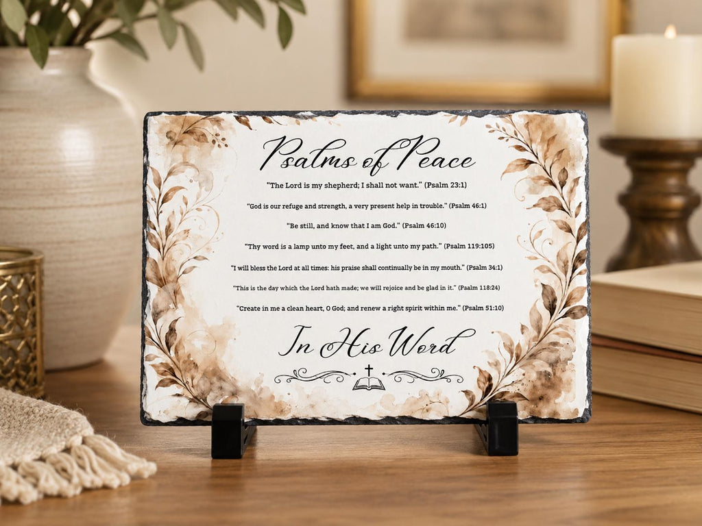 Personalized Psalm Stone Plaque, Christian Scripture Gift, Bible Verse Decor, Religious Table Sign, Prayer Plaque, Faith Gift for Home