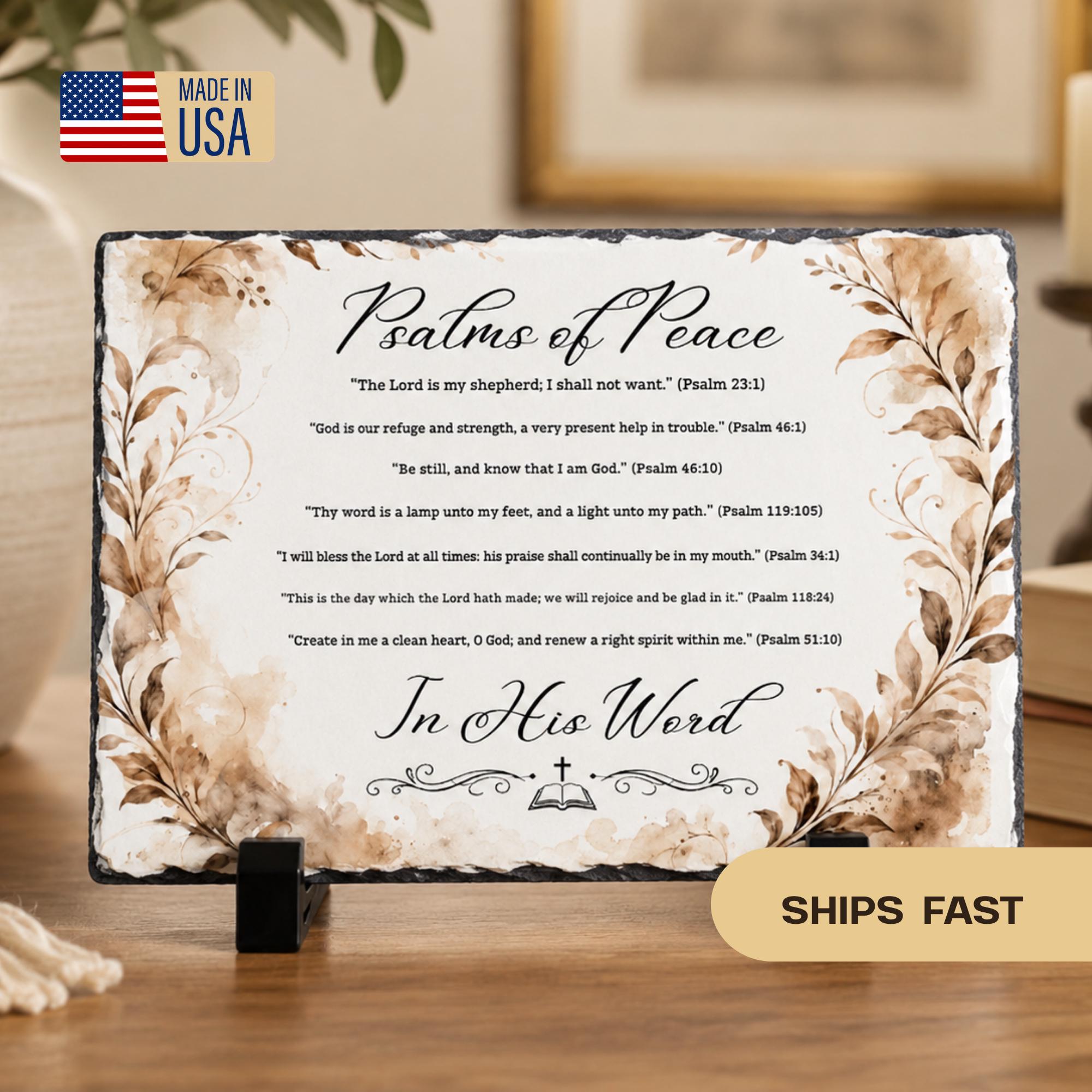 Personalized Psalm Stone Plaque, Christian Scripture Gift, Bible Verse Decor, Religious Table Sign, Prayer Plaque, Faith Gift for Home