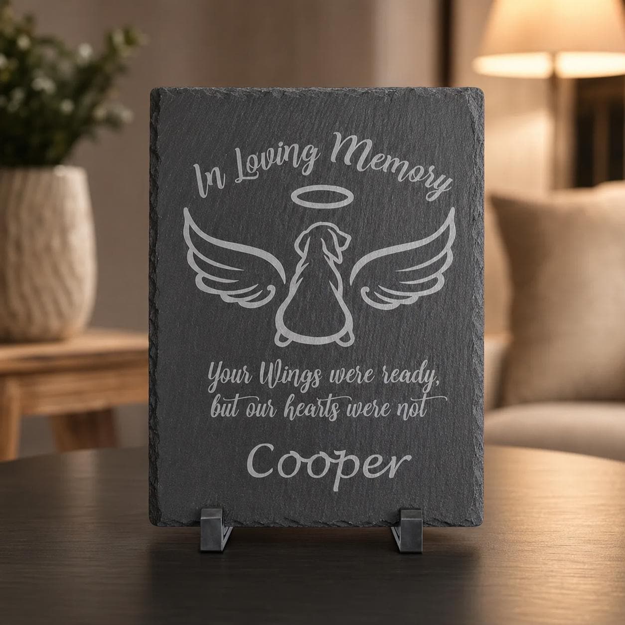 Personalized Memorial Slate Stone | Laser Engraved Remembrance Plaque | Custom Sympathy Gift | In Loving Memory Stone